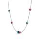 4 - Linea 0.55 ctw Blue Diamond (4 mm) and Ruby Women Station Necklace 