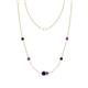 1 - Linea 0.55 ctw Blue Sapphire (4 mm) and Amethyst Women Station Necklace 