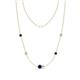 1 - Linea 0.55 ctw Blue Sapphire (4 mm) and Aquamarine Women Station Necklace 