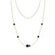 1 - Linea 0.61 ctw Blue Sapphire (4 mm) and Black Diamond Women Station Necklace 