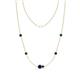 1 - Linea 0.61 ctw Blue Sapphire (4 mm) and Blue Diamond Women Station Necklace 