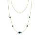 1 - Linea 0.55 ctw Blue Sapphire (4 mm) and Emerald Women Station Necklace 