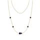 1 - Linea 0.63 ctw Blue Sapphire (4 mm) and Red Garnet Women Station Necklace 