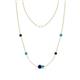 1 - Linea 0.55 ctw Blue Sapphire (4 mm) and Turquoise Women Station Necklace 