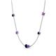 4 - Linea 0.55 ctw Blue Sapphire (4 mm) and Amethyst Women Station Necklace 