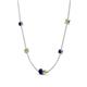 4 - Linea 0.63 ctw Blue Sapphire (4 mm) and Peridot Women Station Necklace 