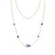 1 - Linea 0.44 ctw Blue Topaz (4 mm) and Amethyst Women Station Necklace 