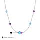 3 - Linea 0.44 ctw Blue Topaz (4 mm) and Amethyst Women Station Necklace 