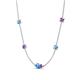 4 - Linea 0.44 ctw Blue Topaz (4 mm) and Amethyst Women Station Necklace 