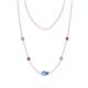 1 - Linea 0.44 ctw Blue Topaz (4 mm) and Amethyst Women Station Necklace 