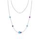 1 - Linea 0.44 ctw Blue Topaz (4 mm) and Amethyst Women Station Necklace 