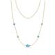 1 - Linea 0.44 ctw Blue Topaz (4 mm) and Aquamarine Women Station Necklace 