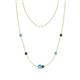 1 - Linea 0.50 ctw Blue Topaz (4 mm) and Black Diamond Women Station Necklace 