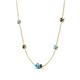 4 - Linea 0.50 ctw Blue Topaz (4 mm) and Black Diamond Women Station Necklace 