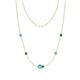 1 - Linea 0.44 ctw Blue Topaz (4 mm) and Emerald Women Station Necklace 