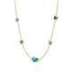 4 - Linea 0.44 ctw Blue Topaz (4 mm) and Emerald Women Station Necklace 