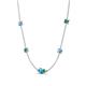 4 - Linea 0.44 ctw Blue Topaz (4 mm) and Emerald Women Station Necklace 