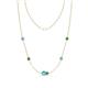 1 - Linea 0.52 ctw Blue Topaz (4 mm) and Green Garnet Women Station Necklace 