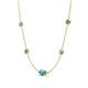 4 - Linea 0.52 ctw Blue Topaz (4 mm) and Green Garnet Women Station Necklace 