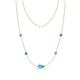 1 - Linea 0.44 ctw Blue Topaz (4 mm) and Turquoise Women Station Necklace 