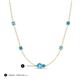 3 - Linea 0.44 ctw Blue Topaz (4 mm) and Turquoise Women Station Necklace 