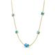 4 - Linea 0.44 ctw Blue Topaz (4 mm) and Turquoise Women Station Necklace 