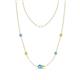 1 - Linea 0.50 ctw Blue Topaz (4 mm) and Yellow Diamond Women Station Necklace 