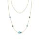 1 - Linea 0.52 ctw Blue Topaz (4 mm) and Created Alexandrite Women Station Necklace 