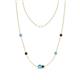 1 - Linea 0.52 ctw Blue Topaz (4 mm) and Red Garnet Women Station Necklace 