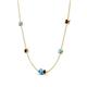 4 - Linea 0.52 ctw Blue Topaz (4 mm) and Red Garnet Women Station Necklace 