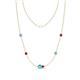 1 - Linea 0.50 ctw Blue Topaz (4 mm) and Ruby Women Station Necklace 