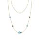 1 - Linea 0.50 ctw Blue Topaz (4 mm) and Smoky Quartz Women Station Necklace 