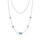 1 - Linea 0.50 ctw Blue Topaz (4 mm) and Smoky Quartz Women Station Necklace 