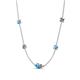 4 - Linea 0.50 ctw Blue Topaz (4 mm) and Smoky Quartz Women Station Necklace 