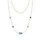 1 - Linea 0.50 ctw Blue Topaz (4 mm) and Blue Diamond Women Station Necklace 