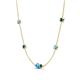 4 - Linea 0.50 ctw Blue Topaz (4 mm) and Blue Diamond Women Station Necklace 