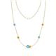 1 - Linea 0.44 ctw Blue Topaz (4 mm) and Citrine Women Station Necklace 