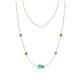 1 - Linea 0.52 ctw Blue Topaz (4 mm) and Peridot Women Station Necklace 