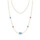 1 - Linea 0.53 ctw Blue Topaz (4 mm) and Pink Sapphire Women Station Necklace 