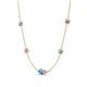 4 - Linea 0.53 ctw Blue Topaz (4 mm) and Pink Sapphire Women Station Necklace 