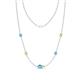 1 - Linea 0.53 ctw Blue Topaz (4 mm) and Yellow Sapphire Women Station Necklace 