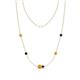 1 - Linea 0.48 ctw Citrine (4 mm) and Blue Sapphire Women Station Necklace 