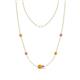 1 - Linea 0.49 ctw Citrine (4 mm) and Pink Sapphire Women Station Necklace 