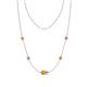 1 - Linea 0.49 ctw Citrine (4 mm) and Pink Sapphire Women Station Necklace 