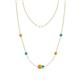 1 - Linea 0.40 ctw Citrine (4 mm) and Turquoise Women Station Necklace 