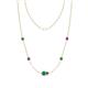 1 - Linea 0.45 ctw Emerald (4 mm) and Amethyst Women Station Necklace 