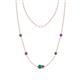 1 - Linea 0.45 ctw Emerald (4 mm) and Amethyst Women Station Necklace 