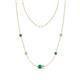 1 - Linea 0.45 ctw Emerald (4 mm) and Aquamarine Women Station Necklace 