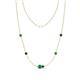 1 - Linea 0.51 ctw Emerald (4 mm) and Blue Diamond Women Station Necklace 