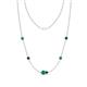 1 - Linea 0.51 ctw Emerald (4 mm) and Blue Diamond Women Station Necklace 
